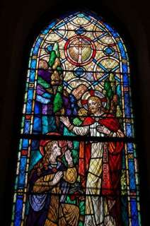 Fine older church Stained Glass Window of Christ +  
