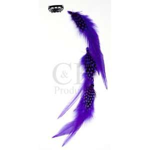  Premium Feather Clip in Hair Extension   Purple/Black 