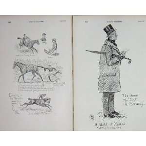 1912 Antique Sketch Man Harrow Horse Sheppard Hobson