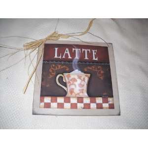  Latte Coffee Kitchen Wall Art Sign Cafe Decor Wooden