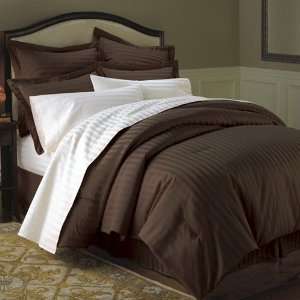   Stripe Single Ply Yarn Bed Sheet Set (Chocolate) King.: Home & Kitchen