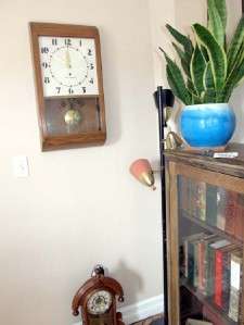   Oak Regulator 8 Day Wall Clock Vintage Key Wind Art Deco Works GREAT