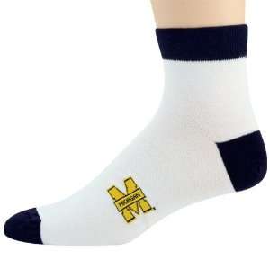   Michigan Wolverines White Navy Blue Low Cut Socks: Sports & Outdoors