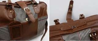 Mens Leather Travel Luggage Gym Shoulder Bag Tote Brown  