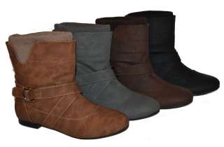 Womens Ankle Boots Booties in 4 Colors, Black, D Brown, L Brown, Gray 