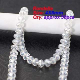   6mm About 50pcs White Necklace Jewelry Crystal Faceted Rondelle Bead