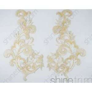  Matching Large Embroidery By Shine Trim   Ivory/gold Arts 