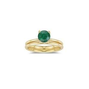  0.69 Cts Emerald Engagement & Wedding Ring Set in 14K 