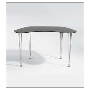  ITALMODERN Veronica Desk; Chrome/Black Glass Top