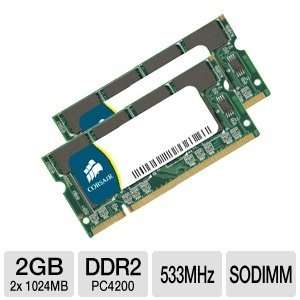  Corsair 2GB DDR2 SODIMM Laptop Memory Kit: Computers 
