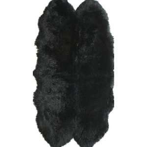  Genuine Sheepskin Rug Four Pelt Black Fur Shag 4x6 NEW 