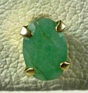 HiEnd Estate 14K Yellow Gold .80ctw Colombian Emerald Solitaire Stud 