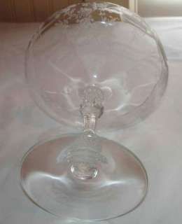   CAMBRIDGE ETCHED ROSE POINT CLEAR GLASS CRYSTAL FOOTED COMPOTE COMPORT