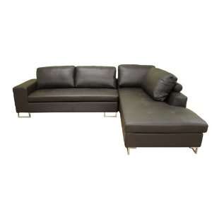  Sectional Sofa with Right Chaise   Dark Brown Leather 