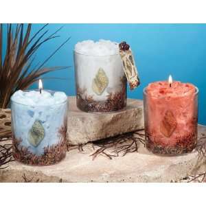 Pack of 6 Coral Reef Hand Painted Glass Ocean Mist Scented Candles