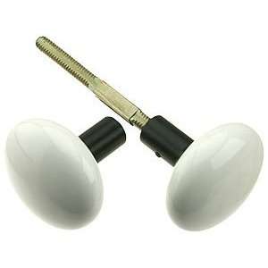   Pair of White Porcelain Doorknobs with Iron Shanks: Home Improvement