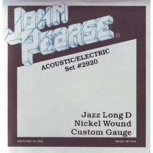 John Pearse Acoustic/Electric Six String Guitar Nickel Wound Jazz Long 