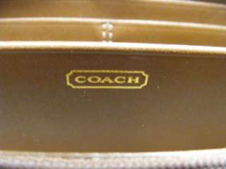 COACH WALLET MADISON BROWN LEATHER EMBOSSED CROC ACCORDIAN ZIP AROUND 
