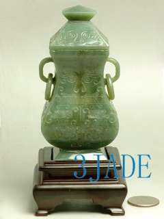   Hetian Celadon Nephrite Jade Carving / Sculpture Vase Statue  