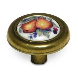 Country style expression   ceramic 1 1/4 diameter inset knob in burni