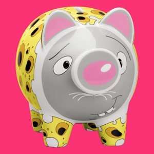  Piggy Bank, Yellow Grey Piggy, Porcelain Piggy Bank for 