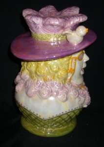 Purple Hat Red Hat Lady Cookie Jar Nice Colorful COOL!!  