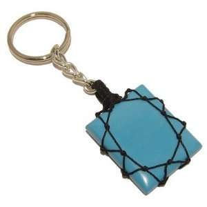 Turquoise Keychain 01 Rectangle Blue Stone Crystal Healing Key Ring 3 