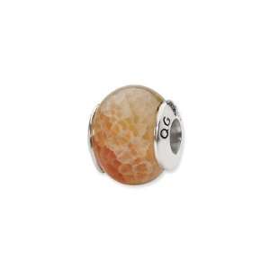    Silver Reflections Peach Cracked Agate Stone Charm: Jewelry