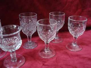 SET OF 10 VINTAGE PRESSED GLASS CORDIALS LIQUERS GLASSES  