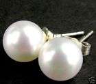 8mm South Sea white seashell pearl stud earrings 925s  