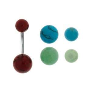   Precious Turquoise Stones Belly Rings   14g 7/16 Length   Multi Packs