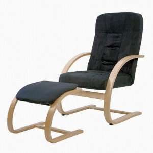 Bentwood Sella Chair and Ottoman in Natural with Black Padded Cushions