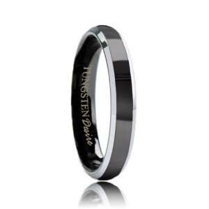  Salinas Round 4mm Black Tungsten Rings with Polished 