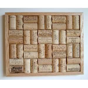 Wine Cork Small Bulletin Board with Oak Frame  Kitchen 