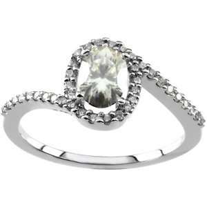   Gold 07 X05 Mm /1/5 Ct Tw Crtd Moissanite & Diamond Ring: Jewelry