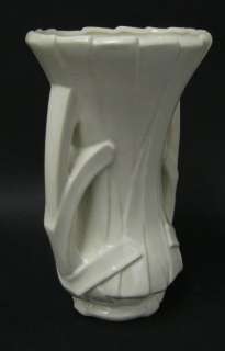 VINT. MCCOY White Detailed Large Pottery Vase  