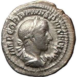Gordian III 240AD Silver Scarce Denarius Ancient Roman Coin PIETAS 
