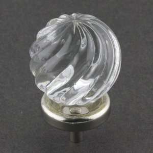  Crystal Clear Glass Swirl Knob 1 3/8 w/ Nickel Base: Home 