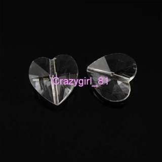 H304/ 60 Clear Faceted Glass Crystal Heart Spacer beads  
