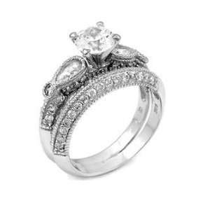  Engagement 2 Set Ring with Cubic Zirconia   Size 5 9, 5 Jewelry
