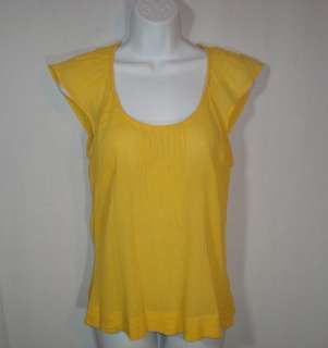   & ESYLLTE Shirt Top Sz 2 ANTHROPOLOGIE Yellow Crinkle Cotton  