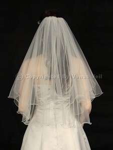 2T Ivory Bridal Wedding Scallop Pencil Edge Elbow Veil  
