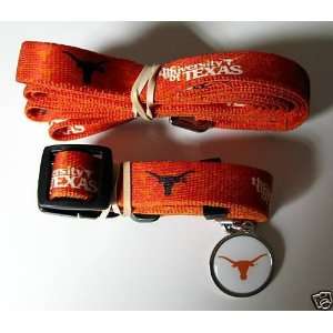  Texas University Longhorns Dog Pet Set Leash Collar ID Tag 