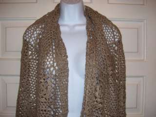 LIZ CLAIBORNE Light Brown Crochet Shawl/Wrap NWT  