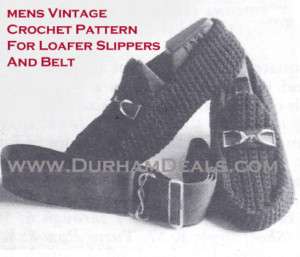 VTG Mens Crochet Loafer Slippers CROCHET PATTERN#SLP82  