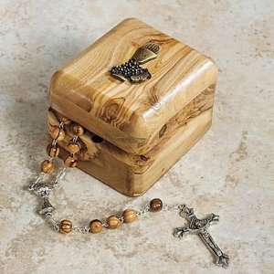  First Communion Olive Wood Rosary and Box 