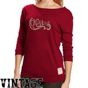  Sooners Ladies Crimson 3/4 Sleeve Scoop Neck Vintage Premium T shirt