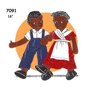 vintage Black Boy & Girl rag Doll Pattern vintage 7091  