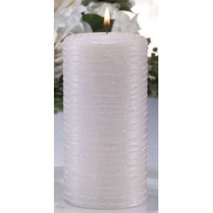   Unscented White Glitter Rimmed Wedding Pillar Candles Home
