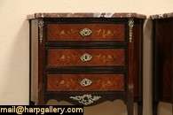 Pair Marble Top Bedside Chests or End Tables  